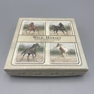 Wild Horses Coasters by Revelations‎ 4 Laminated Wood Natural Cork Base
